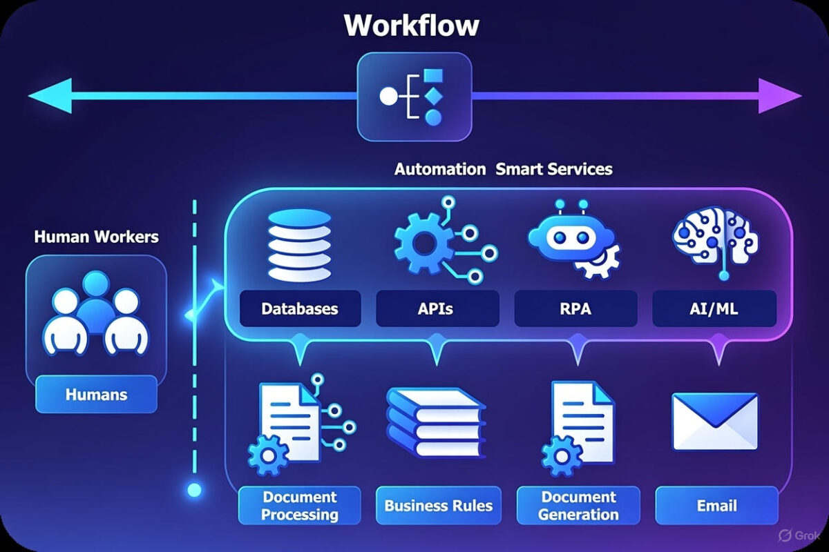 The diagram above illustrates a basic AI automation workflow, showing how data flows from input to intelligent processing and output—perfect for beginners visualizing the process.